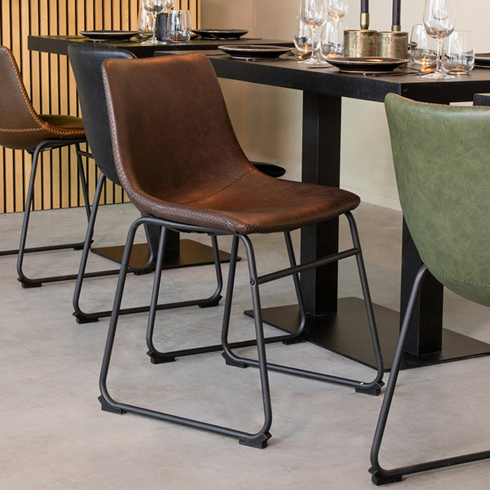 LABEL51 Eetkamerstoel Risto - Bruin - PU-Leder - Black Frame-Eetkamerstoelen-LABEL51