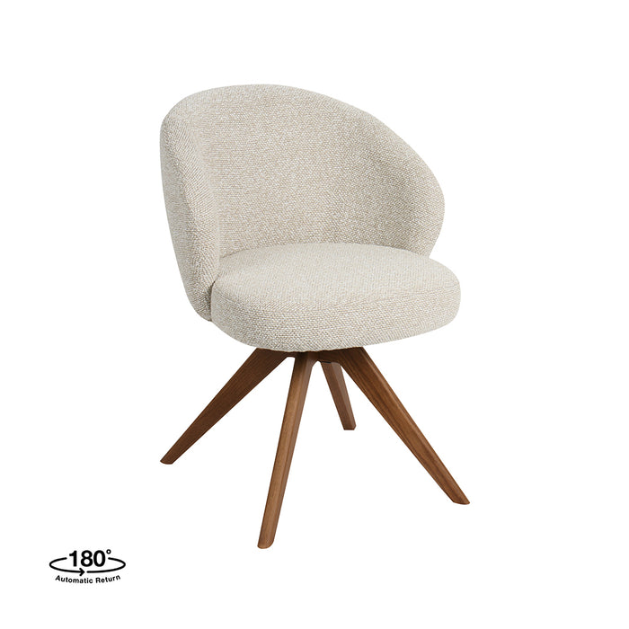 LABEL51 Eetkamerstoel Sabi - Naturel - Royal Boucle - Walnoot Houten...-Eetkamerstoelen-LABEL51