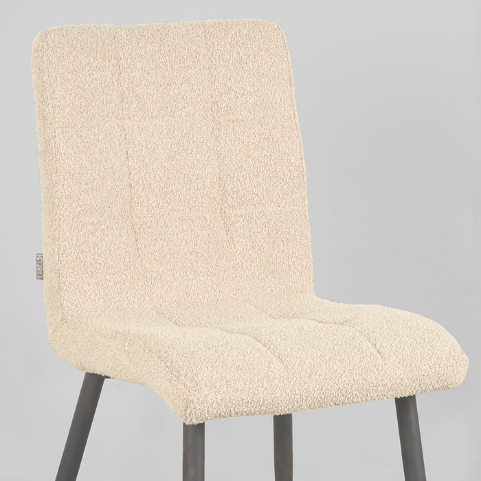 LABEL51 Eetkamerstoel Sam - Zand - Boucle - Zwart Metalen Frame-Eetkamerstoelen-LABEL51