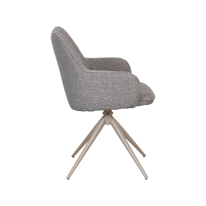 LABEL51 Eetkamerstoel Sawa Bouclé Mushroom Draaibaar Taupe Onderstel-Eetkamerstoelen-LABEL51