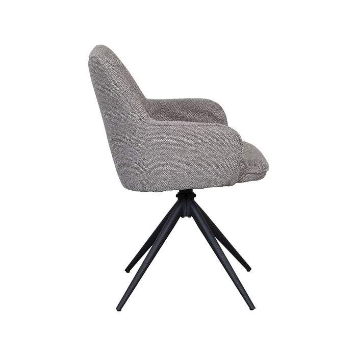 LABEL51 Eetkamerstoel Sawa Bouclé Mushroom Draaibaar Zwart Onderstel-Eetkamerstoelen-LABEL51