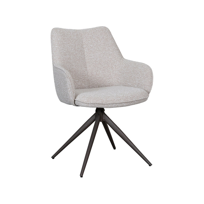 LABEL51 Eetkamerstoel Sawa Bouclé Naturel Draaibaar Bronze Onderstel-Eetkamerstoelen-LABEL51