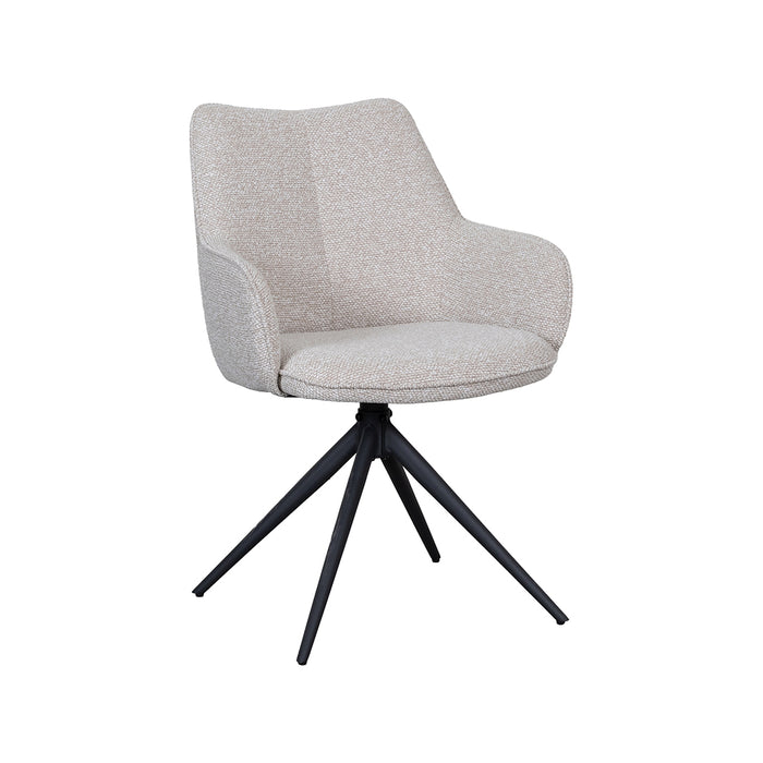 LABEL51 Eetkamerstoel Sawa Bouclé Naturel Draaibaar Zwart Onderstel-Eetkamerstoelen-LABEL51