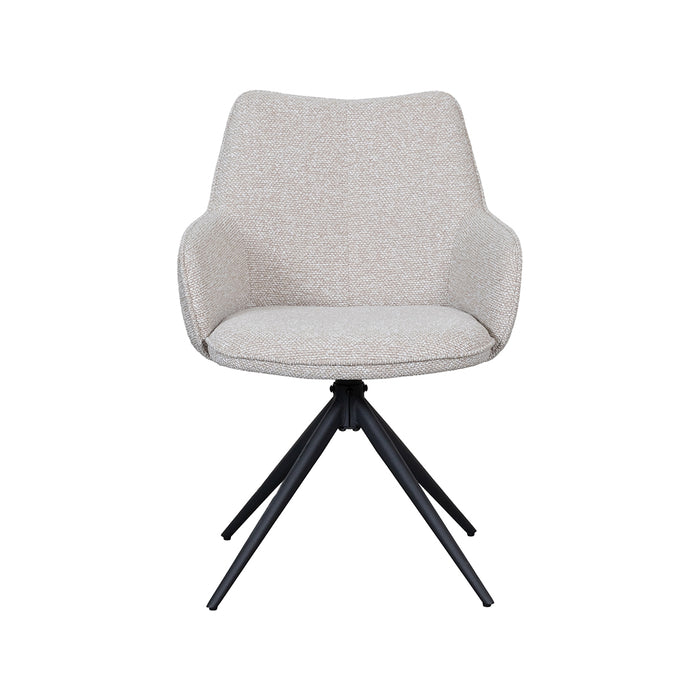 LABEL51 Eetkamerstoel Sawa Bouclé Naturel Draaibaar Zwart Onderstel-Eetkamerstoelen-LABEL51