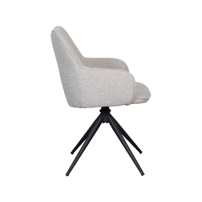 LABEL51 Eetkamerstoel Sawa Bouclé Naturel Draaibaar Zwart Onderstel-Eetkamerstoelen-LABEL51