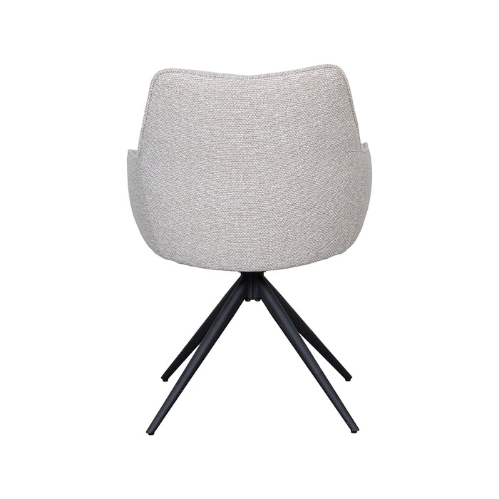 LABEL51 Eetkamerstoel Sawa Bouclé Naturel Draaibaar Zwart Onderstel-Eetkamerstoelen-LABEL51