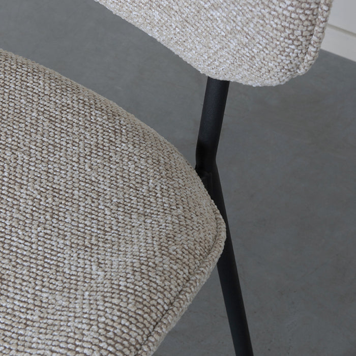 LABEL51 Eetkamerstoel Senn - Naturel - Boucle - Black Frame-Eetkamerstoelen-LABEL51