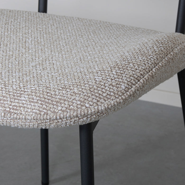 LABEL51 Eetkamerstoel Senn - Naturel - Boucle - Black Frame-Eetkamerstoelen-LABEL51