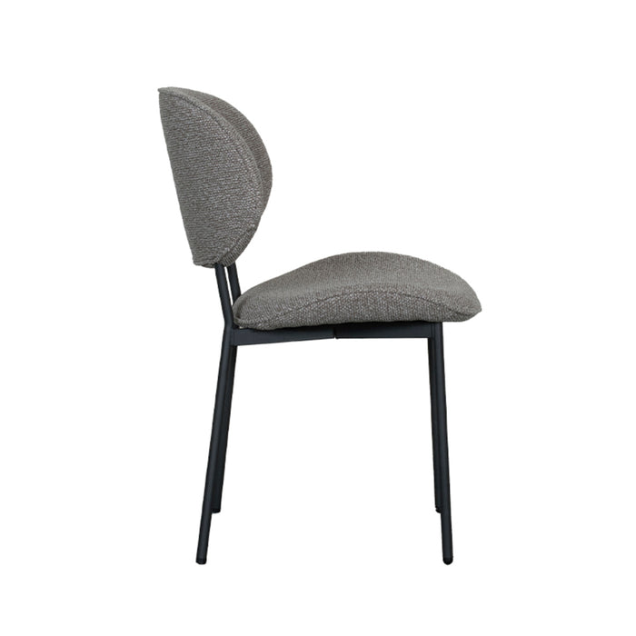 LABEL51 Eetkamerstoel Senn - Truffel grijs - Boucle - Black Frame-Eetkamerstoelen-LABEL51