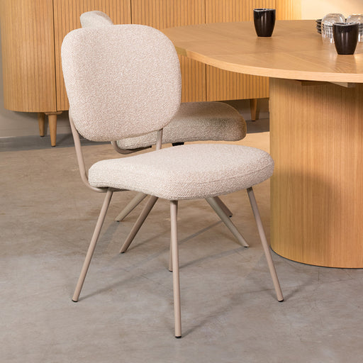 LABEL51 Eetkamerstoel Singapore - Naturel - Boucle - Taupe Frame-Eetkamerstoelen-LABEL51