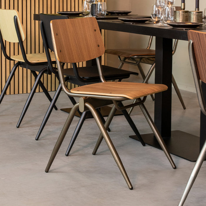 LABEL51 Eetkamerstoel Solid - Walnoot - Hout - Goud Metalen Frame-Eetkamerstoelen-LABEL51