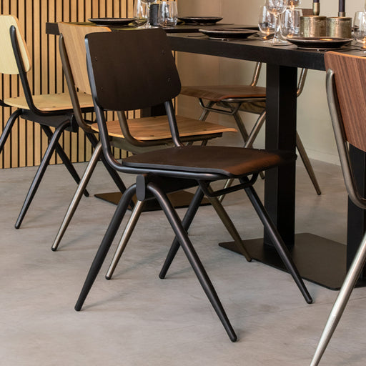 LABEL51 Eetkamerstoel Solid - Zwart - Hout - Zwart Metalen Frame-Eetkamerstoelen-LABEL51
