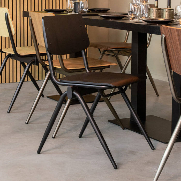 LABEL51 Eetkamerstoel Solid - Zwart - Hout - Zwart Metalen Frame-Eetkamerstoelen-LABEL51