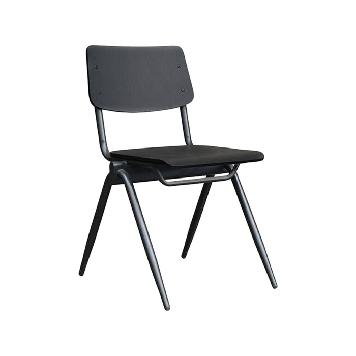 LABEL51 Eetkamerstoel Solid - Zwart - Hout - Zwart Metalen Frame-Eetkamerstoelen-LABEL51