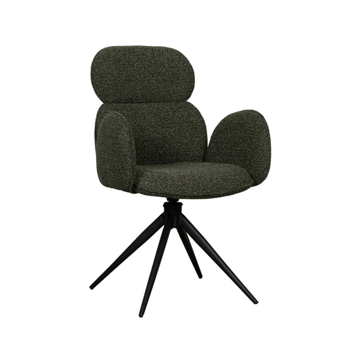 LABEL51 Eetkamerstoel Vidar - Forest - Boucle - Black Frame - Draaibaar-Eetkamerstoelen-LABEL51
