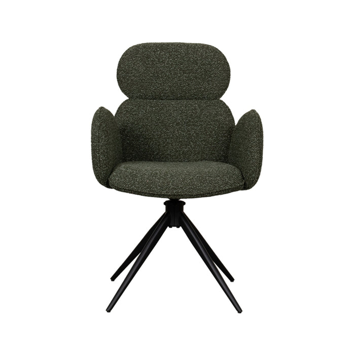 LABEL51 Eetkamerstoel Vidar - Forest - Boucle - Black Frame - Draaibaar-Eetkamerstoelen-LABEL51