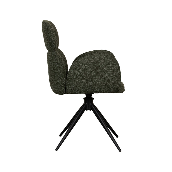 LABEL51 Eetkamerstoel Vidar - Forest - Boucle - Black Frame - Draaibaar-Eetkamerstoelen-LABEL51