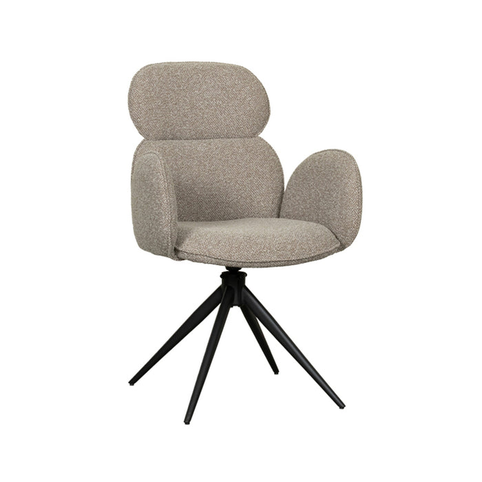 LABEL51 Eetkamerstoel Vidar - Naturel - Boucle - Black Frame - Draaibaar-Eetkamerstoelen-LABEL51