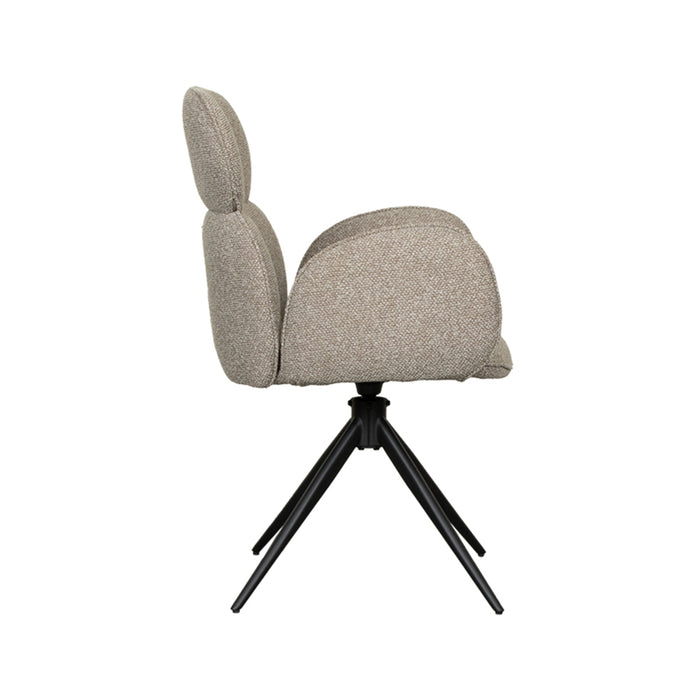 LABEL51 Eetkamerstoel Vidar - Naturel - Boucle - Black Frame - Draaibaar-Eetkamerstoelen-LABEL51