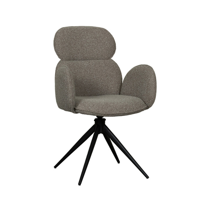 LABEL51 Eetkamerstoel Vidar - Truffel grijs - Boucle - Black Frame - Draaibaar-Eetkamerstoelen-LABEL51