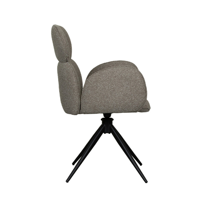 LABEL51 Eetkamerstoel Vidar - Truffel grijs - Boucle - Black Frame - Draaibaar-Eetkamerstoelen-LABEL51