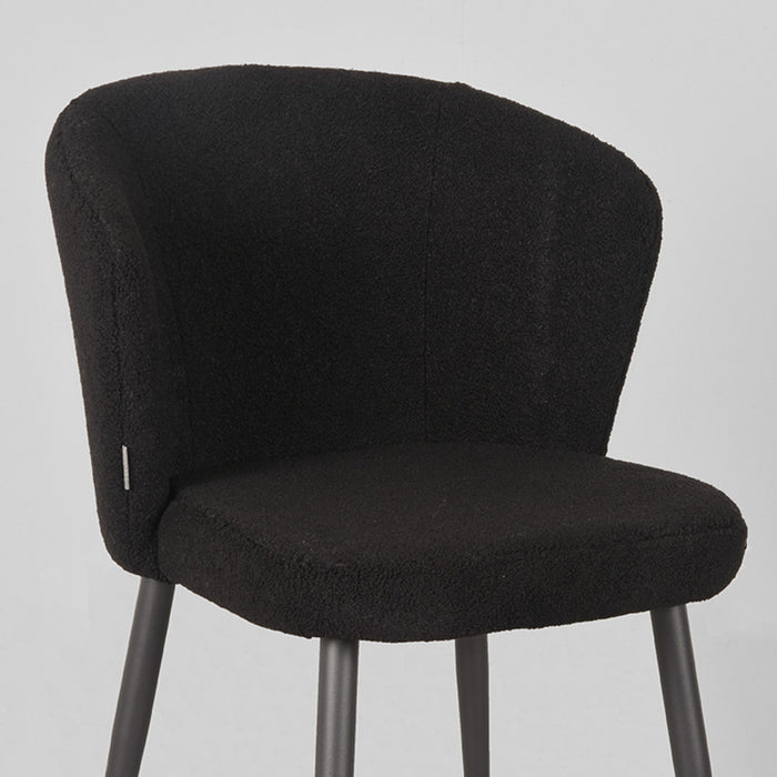 LABEL51 Eetkamerstoel Whirl zwart teddy zwart metalen Frame 58x60x85 cm