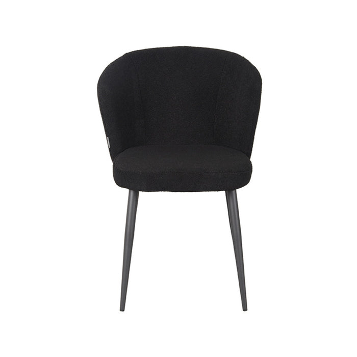 LABEL51 Eetkamerstoel Whirl - Zwart - Teddy - Zwart Metalen Frame-Eetkamerstoelen-LABEL51