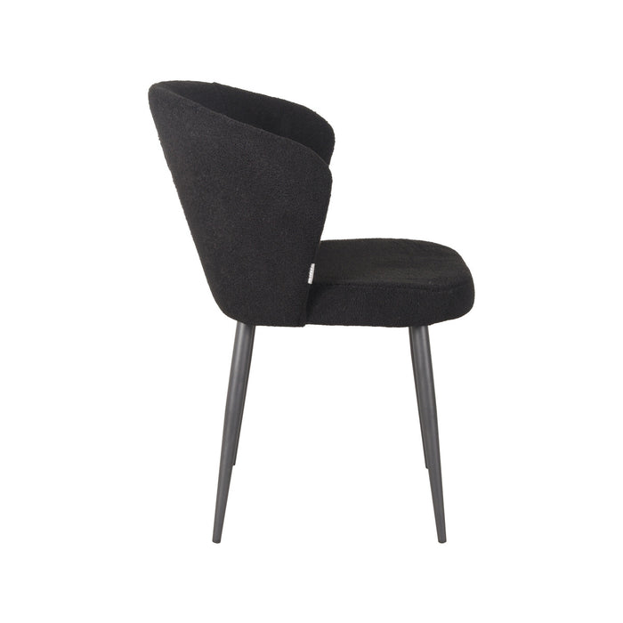 LABEL51 Eetkamerstoel Whirl - Zwart - Teddy - Zwart Metalen Frame-Eetkamerstoelen-LABEL51