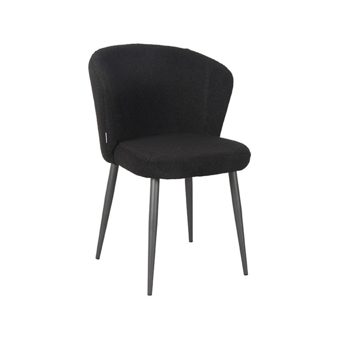 LABEL51 Eetkamerstoel Whirl - Zwart - Teddy - Zwart Metalen Frame-Eetkamerstoelen-LABEL51