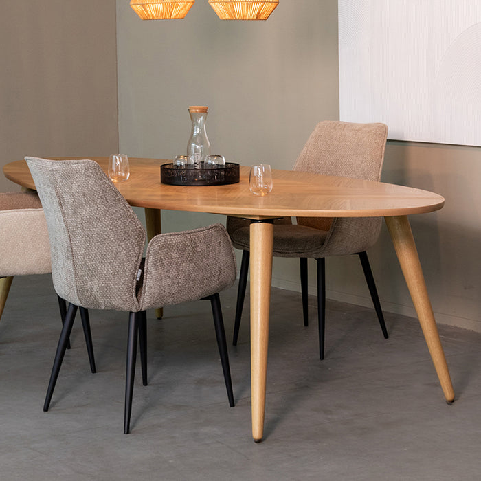 LABEL51 Eetkamertafel Ines - Naturel - Eiken - 210 cm - Ovaal-Eettafels-LABEL51