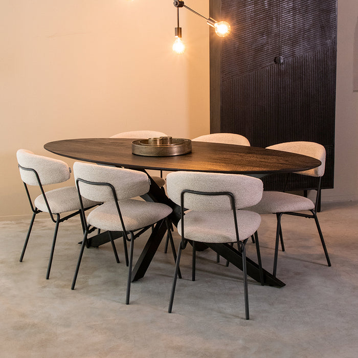 LABEL51 Eetkamertafel James - Zwart - Mangohout - 210 cm - Ovaal-Eettafels-LABEL51