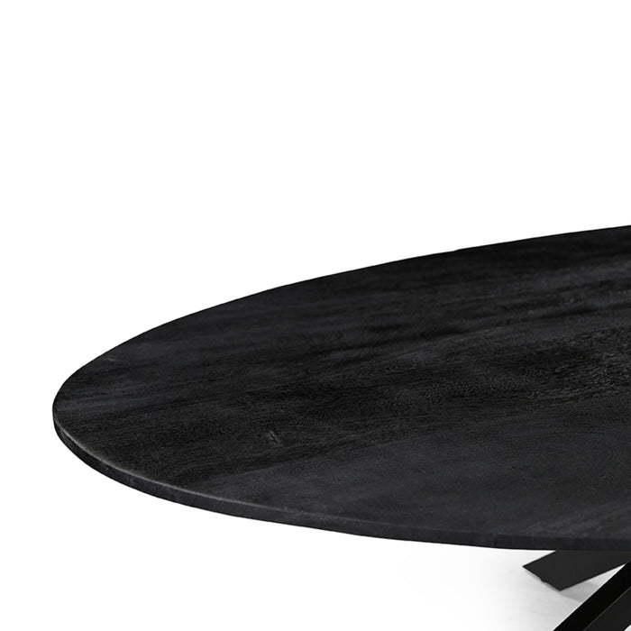 LABEL51 Eetkamertafel James - Zwart - Mangohout - 240 cm - Ovaal-Eettafels-LABEL51