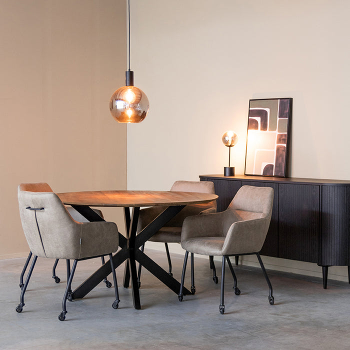 LABEL51 Eetkamertafel Otis - Espresso - Mangohout - 130 cm - Rond-Eettafels-LABEL51