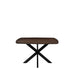 LABEL51 Blake eettafel van 140x140 cm in espresso mangohout met een zwart metalen kruispoot.