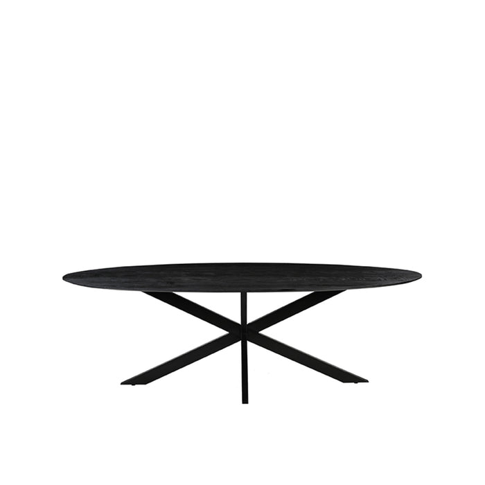 LABEL51 Eettafel Eetkamertafel James Zwart Mangohout 210 cm Ovaal-Eettafels-LABEL51