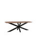 LABEL51 Zane eettafel van 220 cm met espresso mangohouten blad en zwart metalen kruispoot.