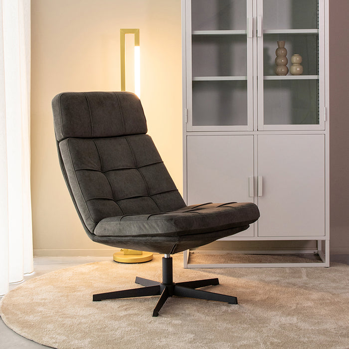 LABEL51 Fauteuil Alvar - Antraciet - Velvet - Excl. Hocker-Fauteuils-LABEL51