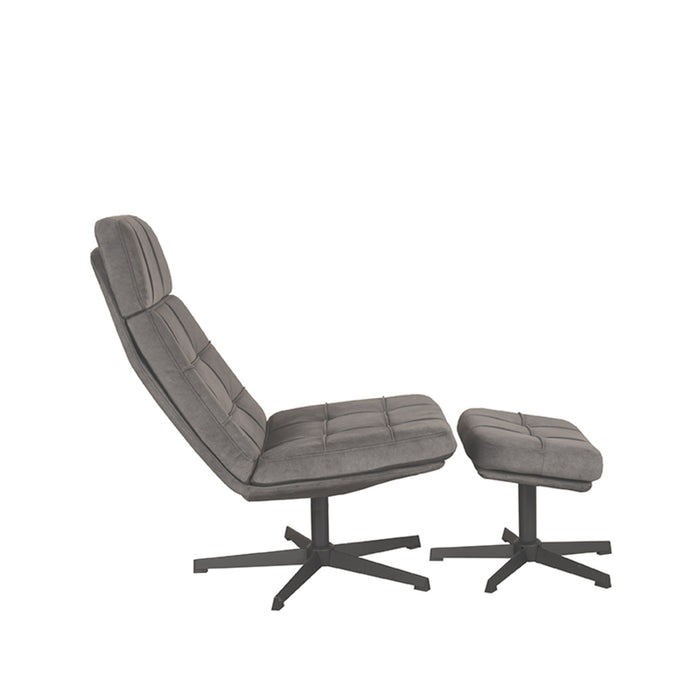 LABEL51 Fauteuil Alvar - Antraciet - Velvet - Incl. Hocker-Fauteuils-LABEL51