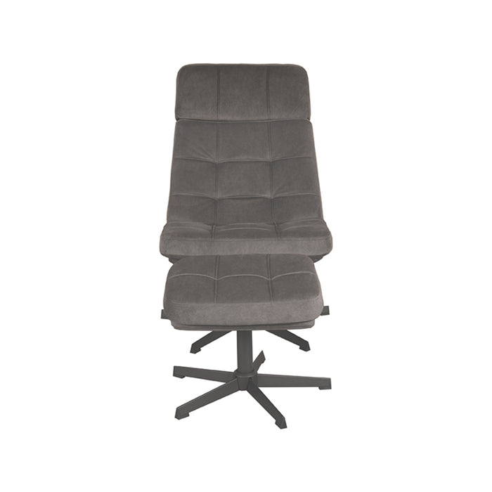 LABEL51 Fauteuil Alvar - Antraciet - Velvet - Incl. Hocker-Poefs-LABEL51