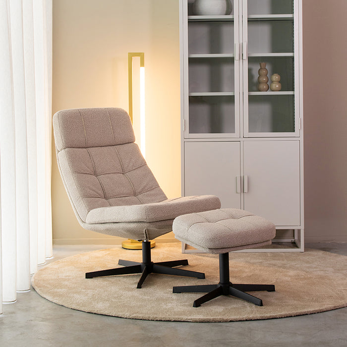 LABEL51 Fauteuil Alvar - Naturel - Boucle - Incl. Hocker-Fauteuils-LABEL51