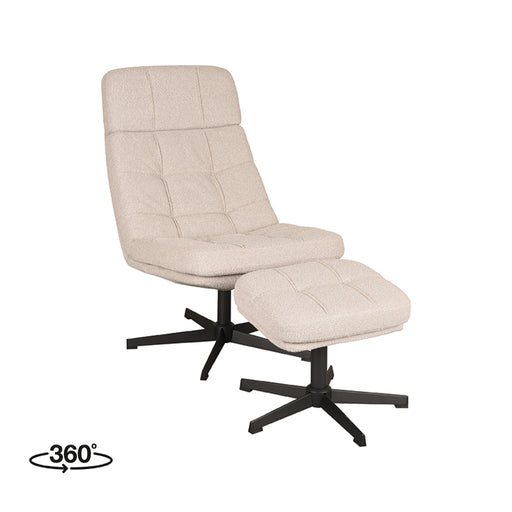 LABEL51 Fauteuil Alvar - Naturel - Boucle - Incl. Hocker-Poefs-LABEL51