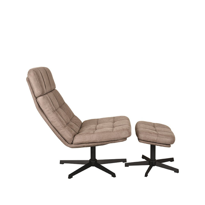 LABEL51 Fauteuil Alvar - Taupe - Kunstleder - Incl. Hocker-Fauteuils-LABEL51