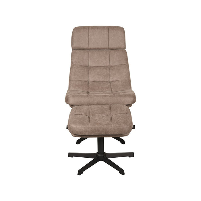LABEL51 Fauteuil Alvar - Taupe - Kunstleder - Incl. Hocker-Fauteuils-LABEL51