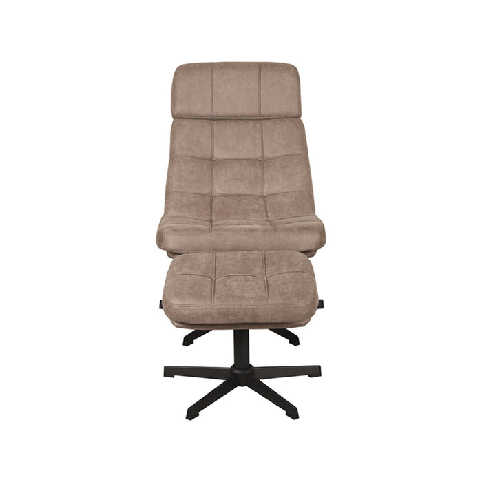 LABEL51 Fauteuil Alvar - Taupe - Kunstleder - Incl. Hocker-Poefs-LABEL51