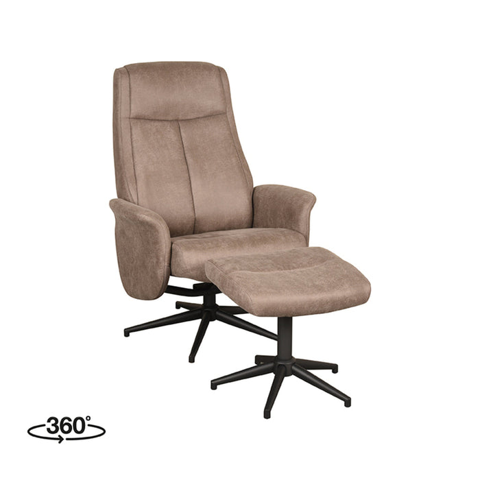 LABEL51 Fauteuil Bergen - Mushroom - Kunstleder - Incl. Hocker-Fauteuils-LABEL51