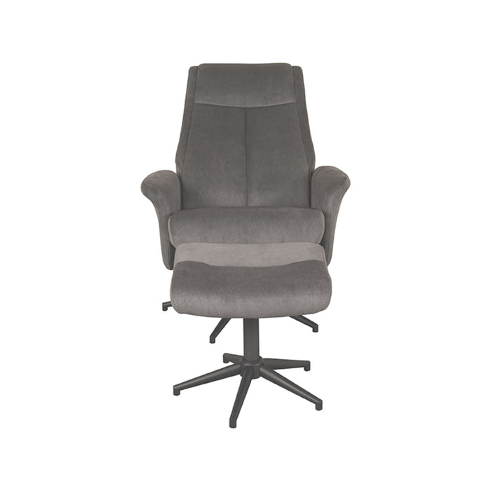 LABEL51 Fauteuil Bergen - Naturel - Velvet - Incl. Hocker-Poefs-LABEL51
