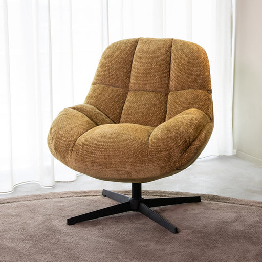 LABEL51 Fauteuil Huxley Mustard Chenille - 76x86x92 cm-Fauteuils-LABEL51