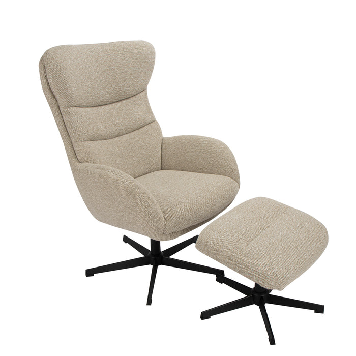 LABEL51 Fauteuil Malmo - Naturel - Boucle - Incl. Hocker-Poefs-LABEL51