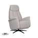 LABEL51 Oslo fauteuil in naturel bouclé met elektrische 1-motorige verstelling op een zwart metalen stervoet.