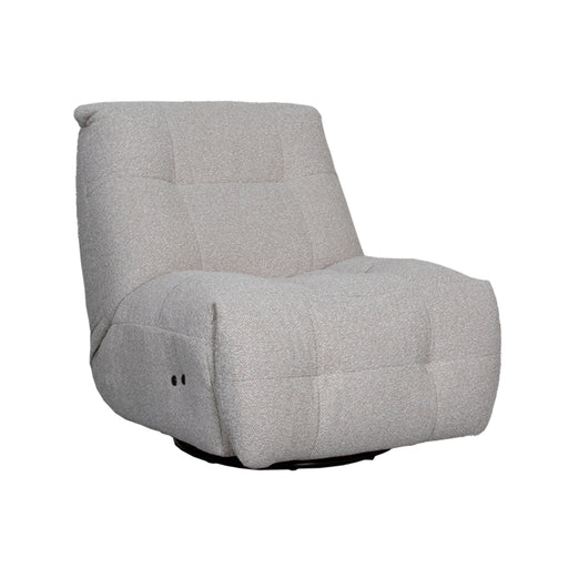 LABEL51 Relax and Recharge fauteuil in naturel bouclé stof met elektrisch verstelbare functies en draaivoet.